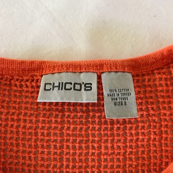 🛍 Chico’s Orange Mesh Top Size 2 - Picture 3 of 4